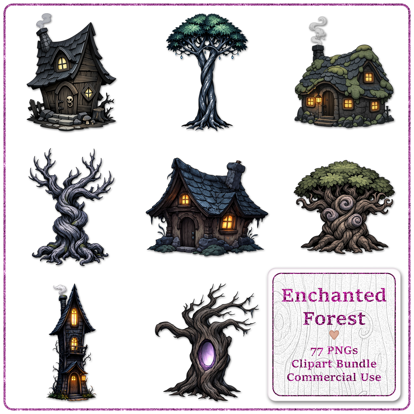 Enchanted Forest Clipart Bundle 77 PNGs