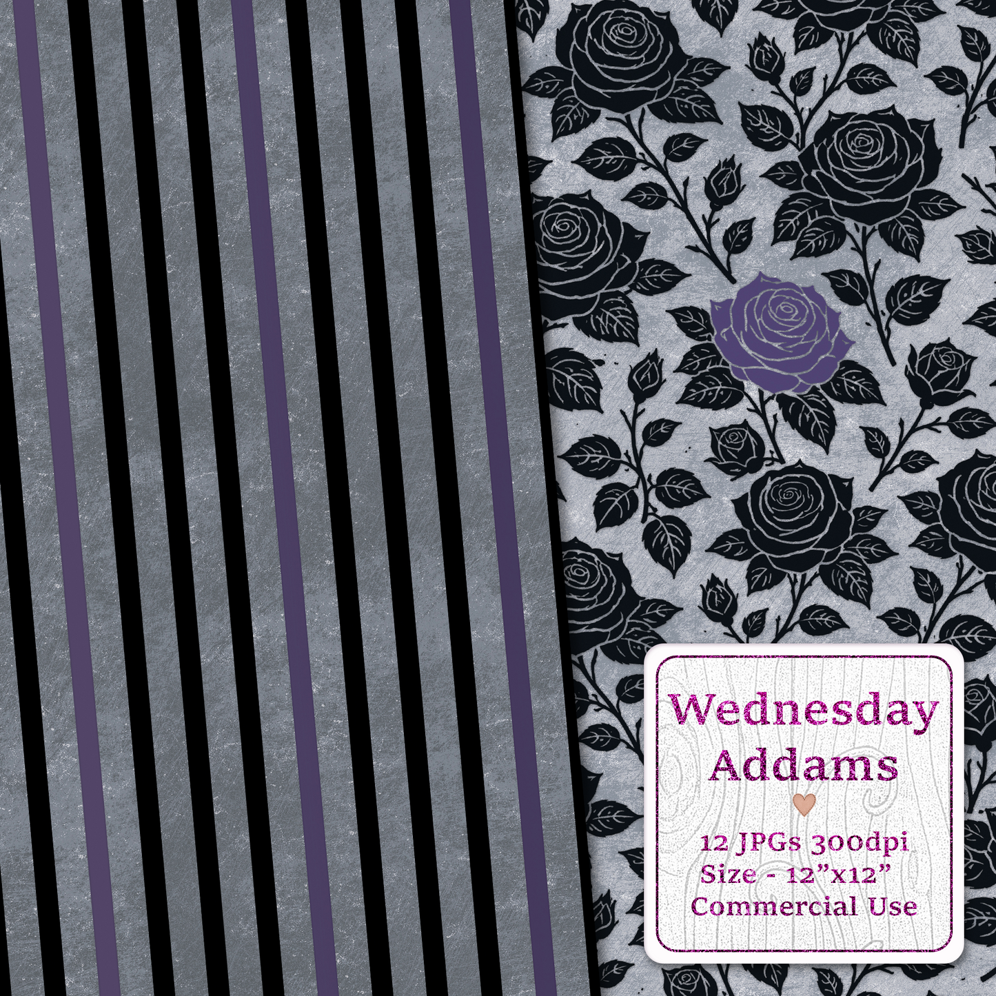 Wednesday Addams Seamless Digital Paper Pack