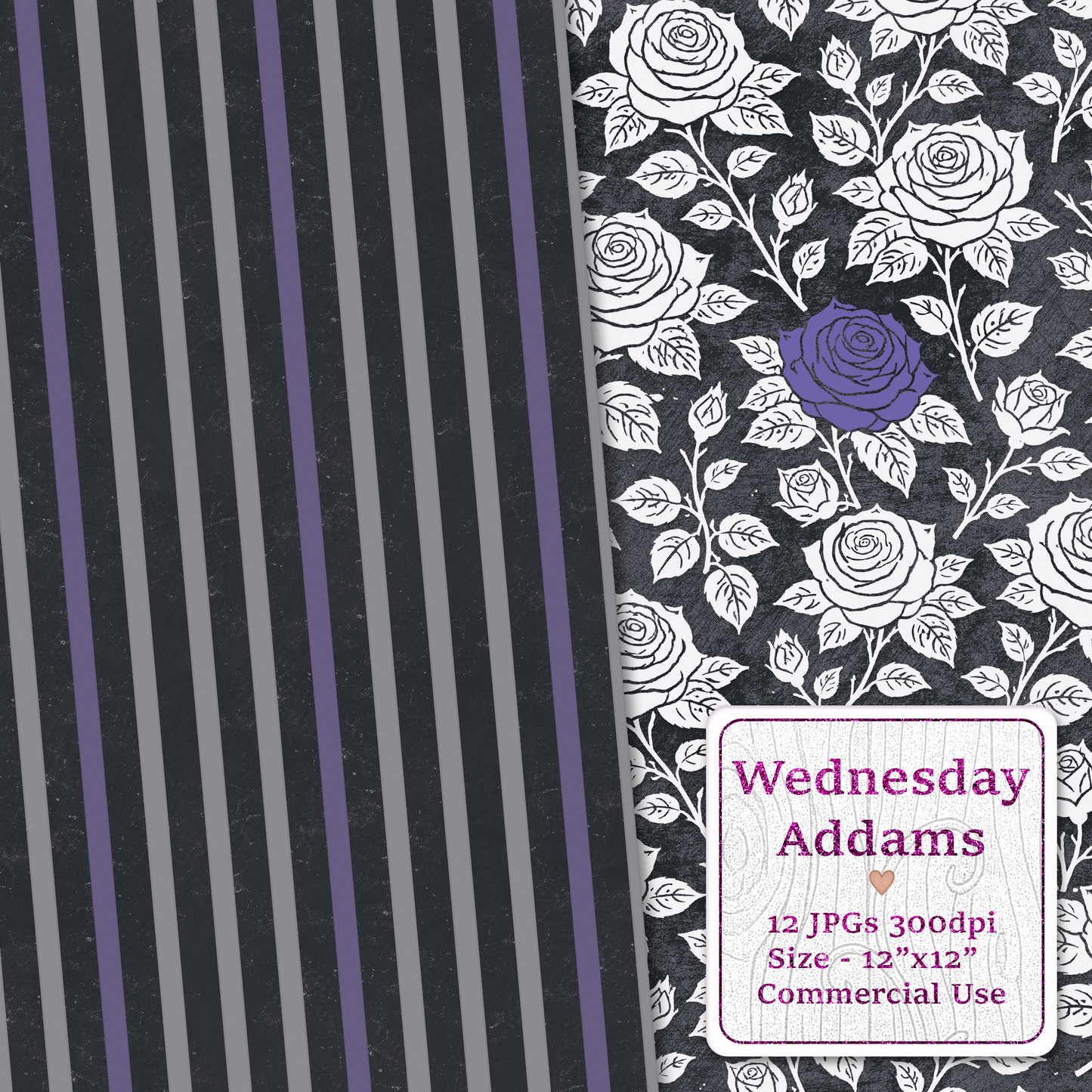 Wednesday Addams Seamless Digital Paper Pack