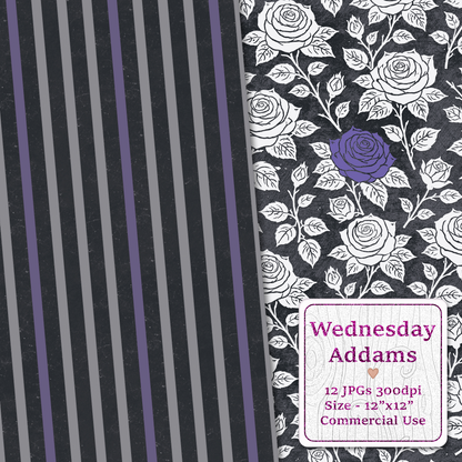 Wednesday Addams Seamless Digital Paper Pack