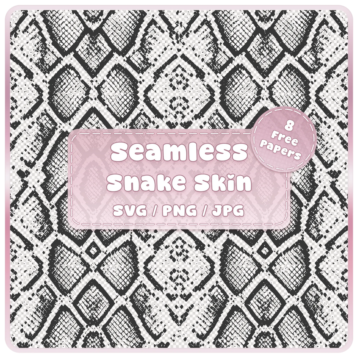 Seamless snake skin pattern SVG PNG JPG digital download with distressed black reptile scales and 8 colour examples
