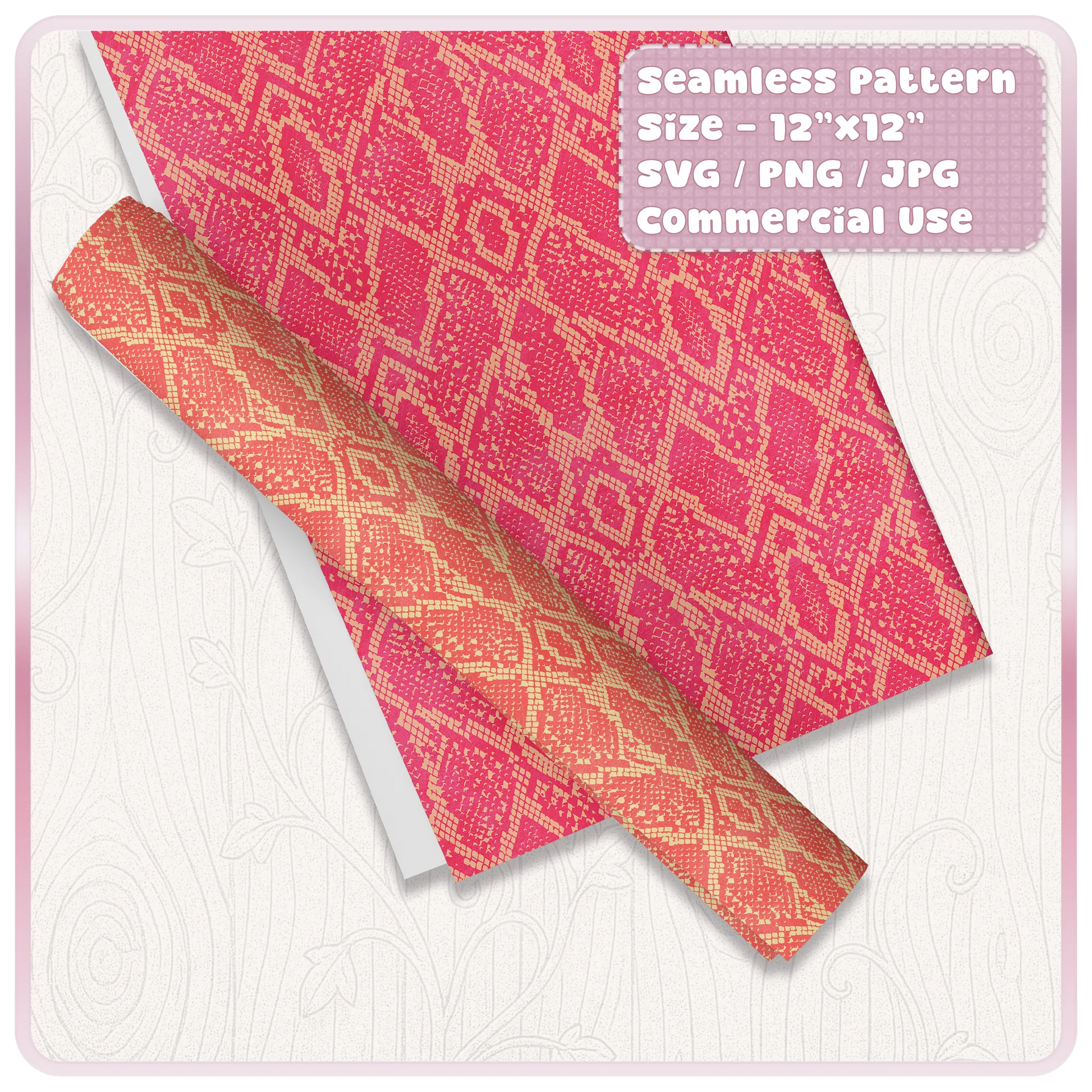 Pink and orange seamless snake skin digital paper mockup for wrapping paper, scrapbooking, sublimation and printable craft designs.