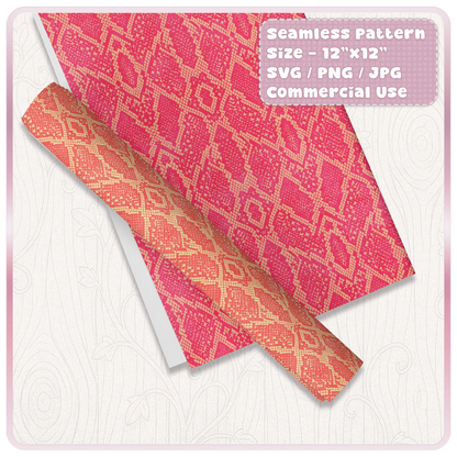 Pink and orange seamless snake skin digital paper mockup for wrapping paper, scrapbooking, sublimation and printable craft designs.