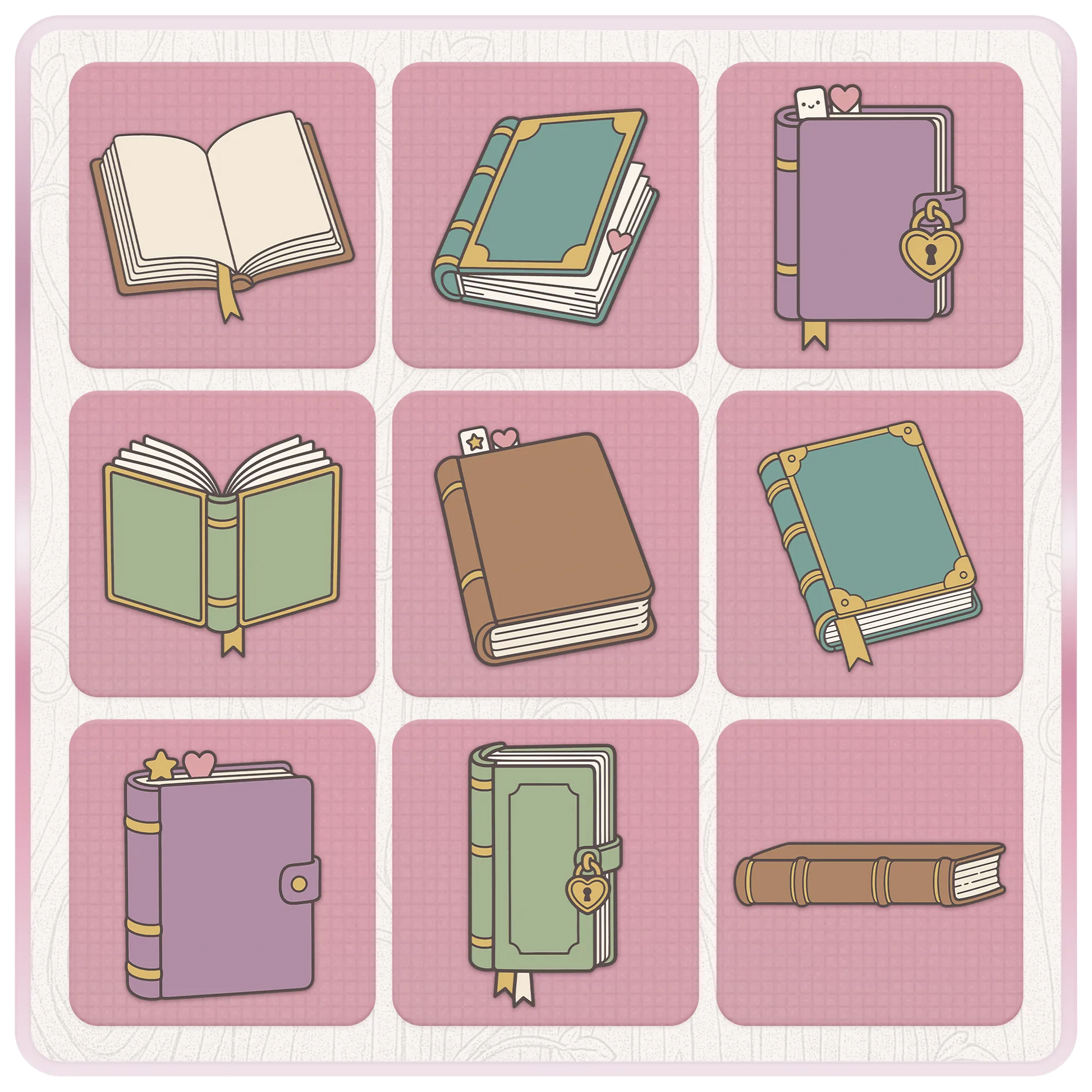 Book SVG and PNG clipart collection featuring open books, journals, vintage books, bookmarks and decorative book illustrations