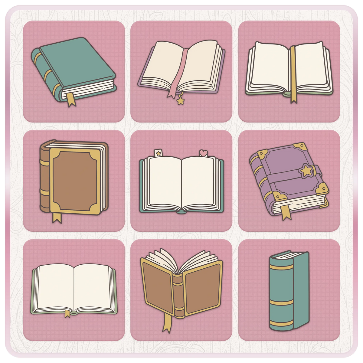 Story book clipart bundle with open book SVGs, closed books, journals and vintage reading illustrations in coordinated colours