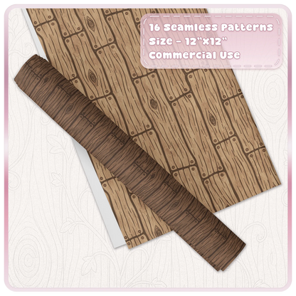 Oak and brown seamless wood digital paper mockup showing rustic plank patterns for crafts and backgrounds