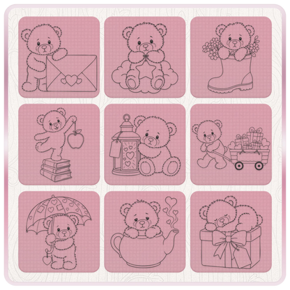 Cute bear SVG clipart collection with teddy bears, love hearts, flowers, gifts, umbrella, books and lantern designs