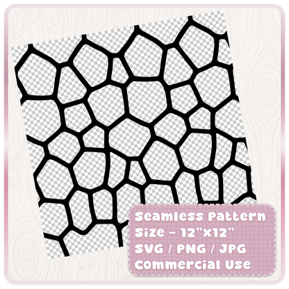 Tileable seamless turtle shell animal print pattern preview in SVG PNG JPG format, 12 by 12 inch digital download for Cricut and crafts.