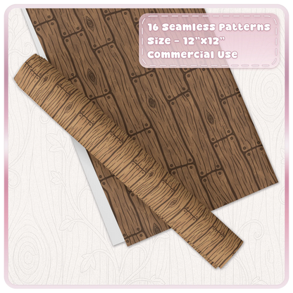 Brown wooden plank seamless digital paper with lighter rustic wood pattern roll for cottagecore craft projects