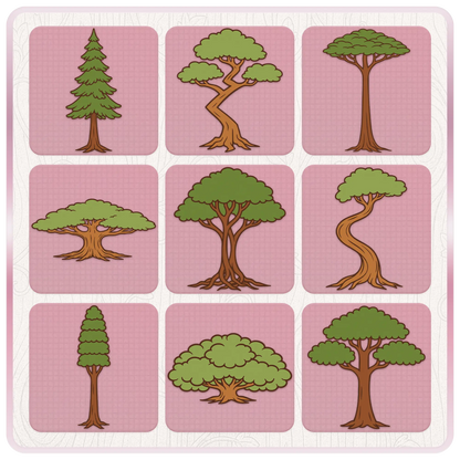 Whimsical woodland tree clipart collection with fantasy tree SVG files including pine trees, curved trees, leafy trees, and storybook forest designs.