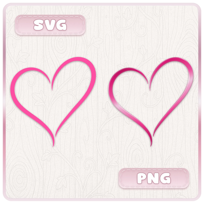 Y2K heart SVG and PNG file comparison showing a plain pink heart cut file beside a glossy retro heart design.