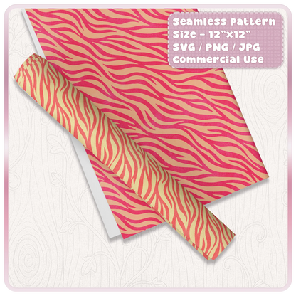 Pink and gold seamless zebra animal print pattern mockup on printable paper and strip for sublimation, scrapbooking and digital craft projects.