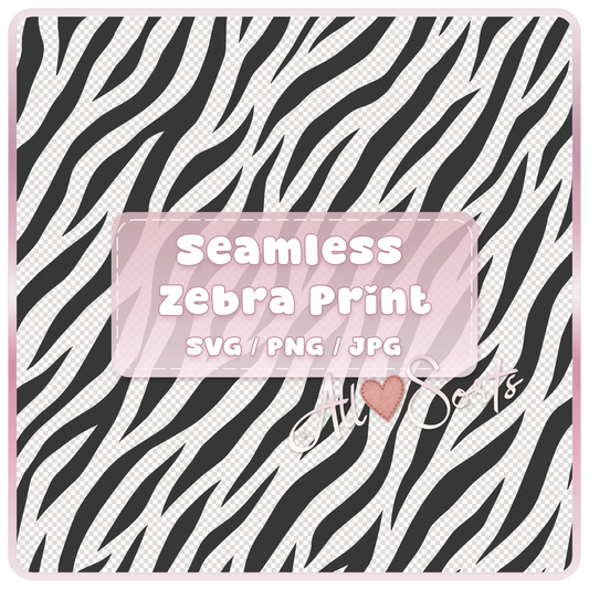 Seamless zebra print pattern SVG PNG JPG digital download preview black and white animal print background